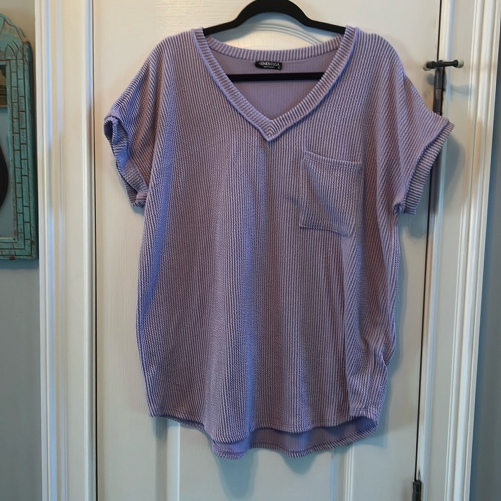 Heimish Ribbed Knit Lavender top, size Large - Picture 3 of 6